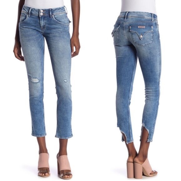 Hudson Jeans Denim - HUDSON Collin Skinny Ankle Destroyed Hem Jeans